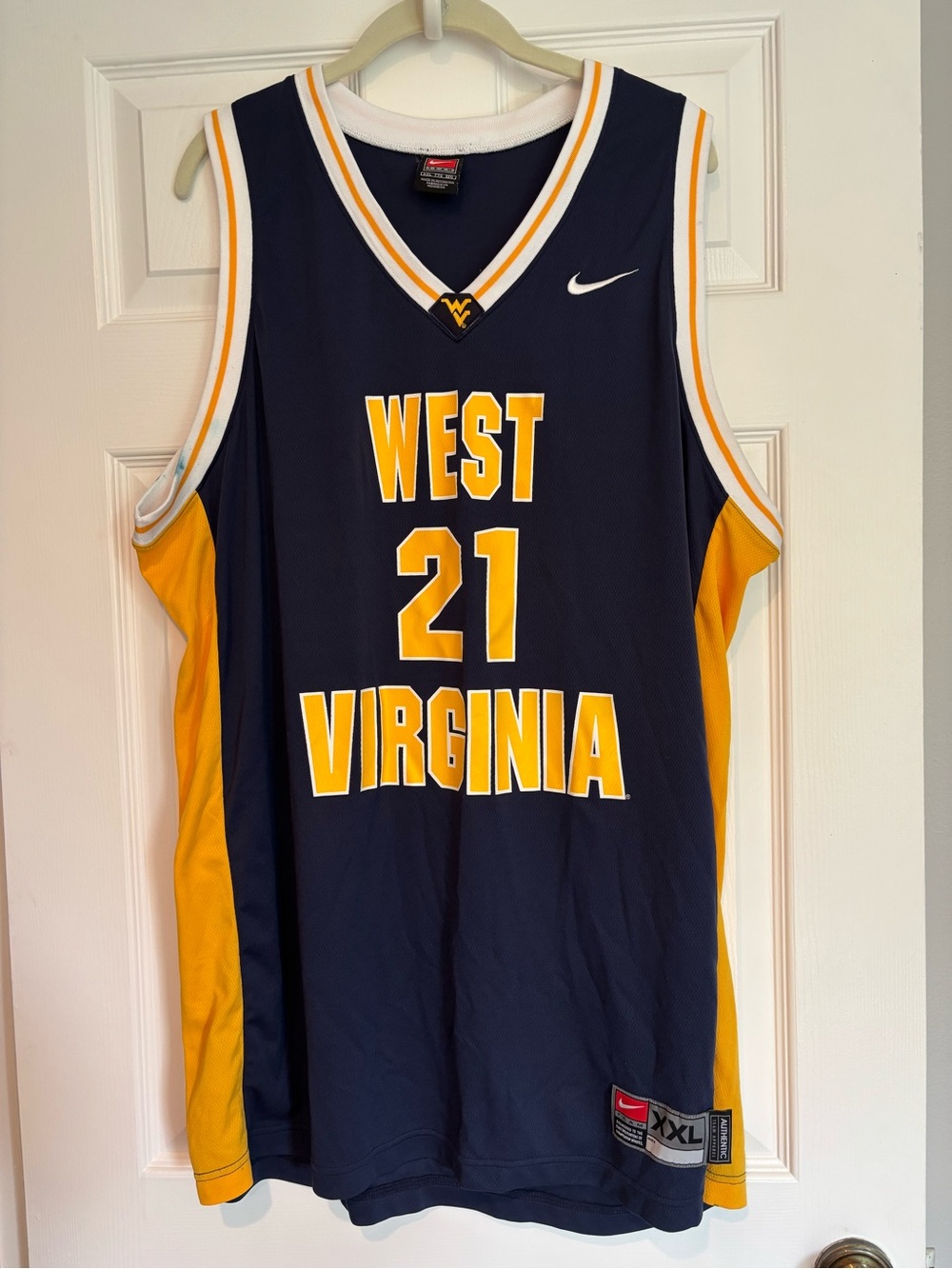Nike WVU Navy and Gold Collegiate Basketball Jersey XXL Flawed